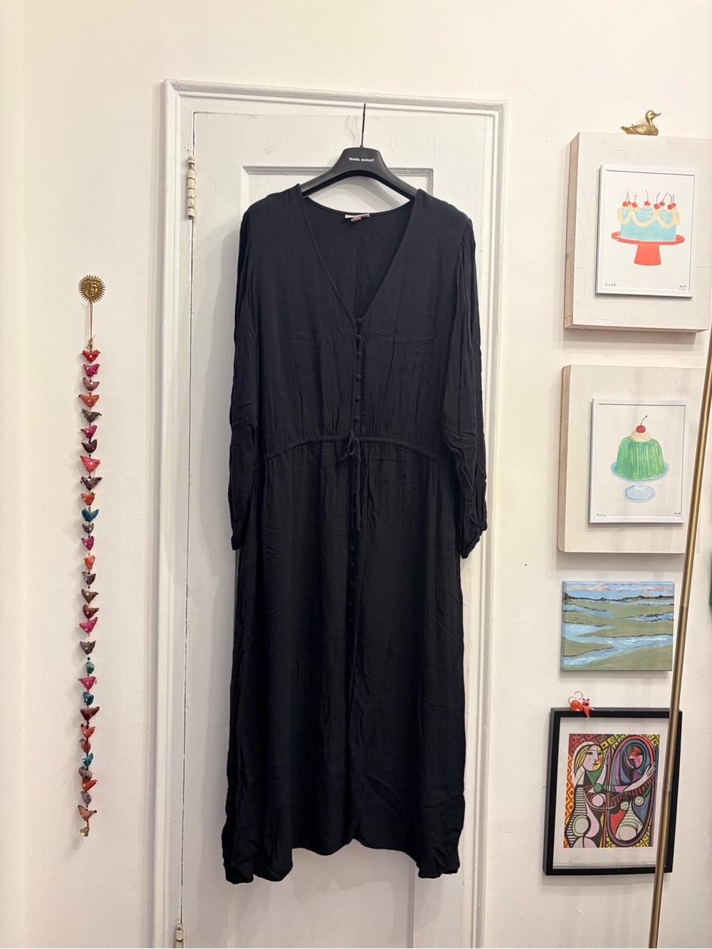 Knox Rose Black Button-Front V-Neck Maxi Dress